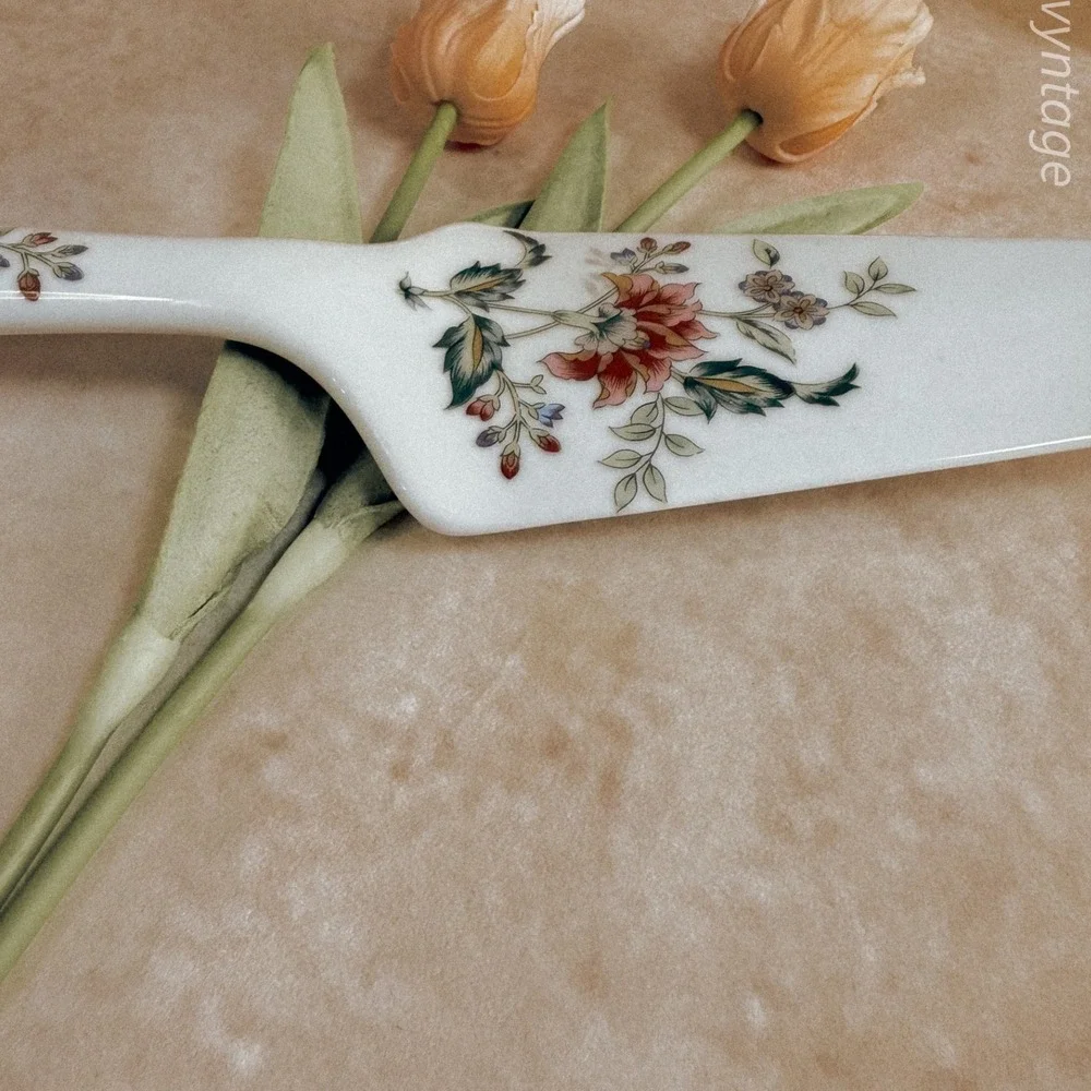 Floral Hand Painted Porcelain Cake Server Andrea by Sadek